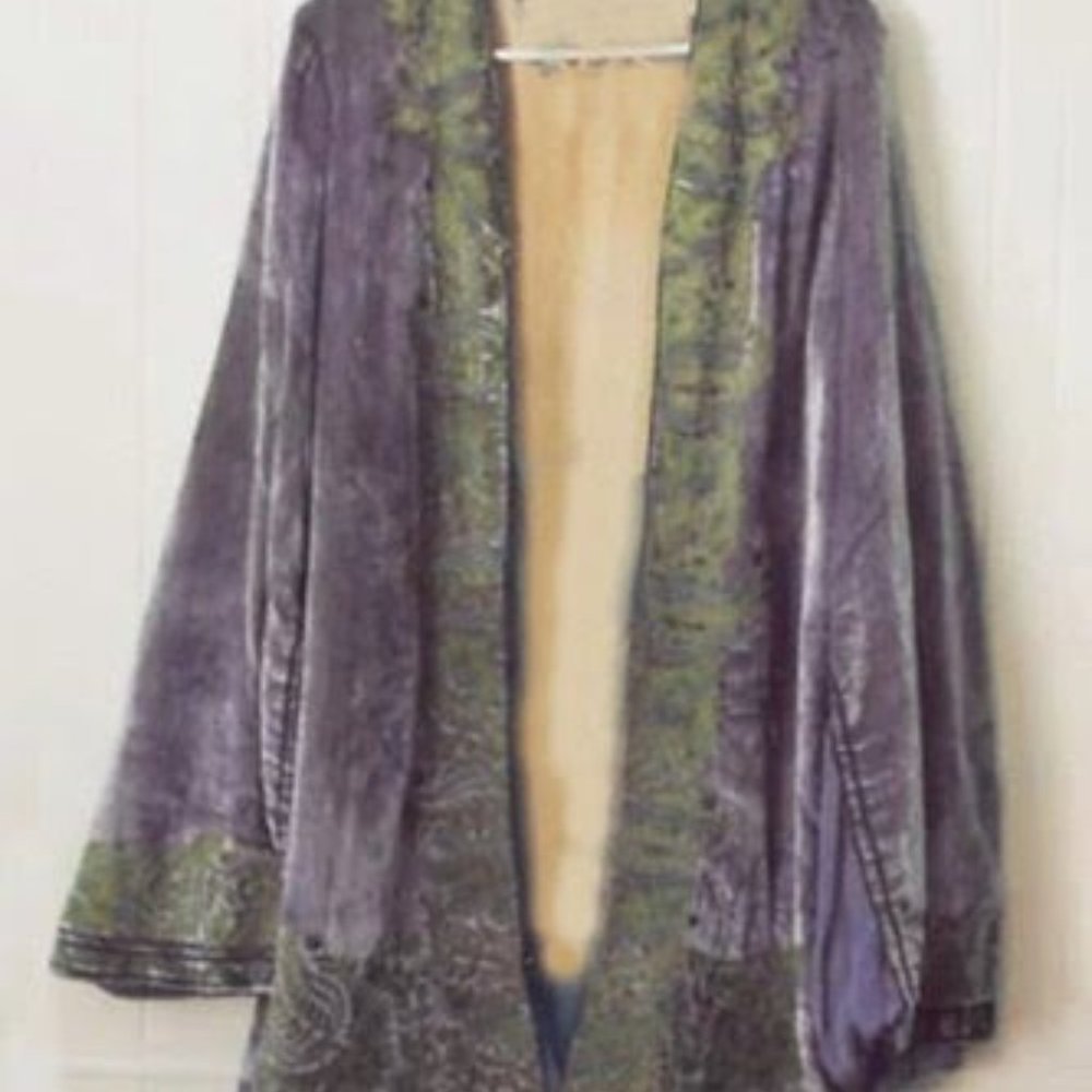 Purple Green Long Sleeve Coat Blazer L Size